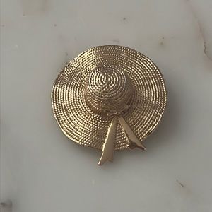 Michele Lynn Gold Tone Hat Brooch Pin Vintage